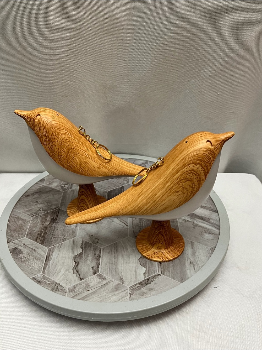 Set of 2 Bird Shaped LED Night Lights Wood Grain USB Rechargeable Table Lamps - Picture 8 of 13